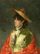 Woman In A Straw Hat By Alfred Stevens