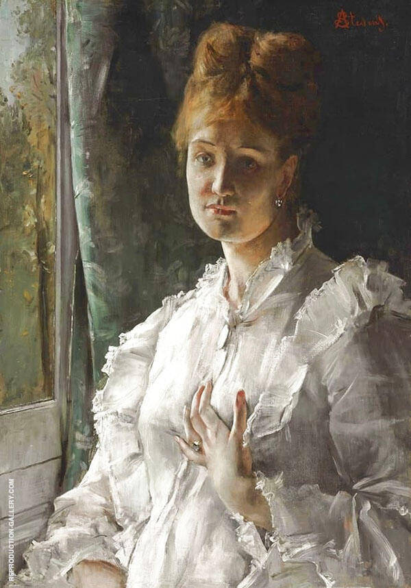 Woman in White by Alfred Stevens | Oil Painting Reproduction