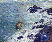 Boat near Cliffs By Henri Jean Guillaume Martin