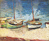 Boats in Port Collioure By Henri Jean Guillaume Martin
