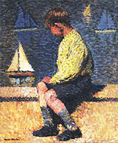 A Boy with Sailboats By Henri Jean Guillaume Martin
