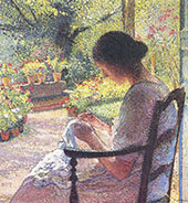 A Woman Sewing By Henri Jean Guillaume Martin