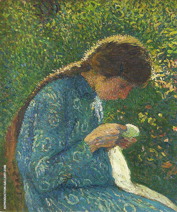 A Young Woman Sewing | Oil Painting Reproduction