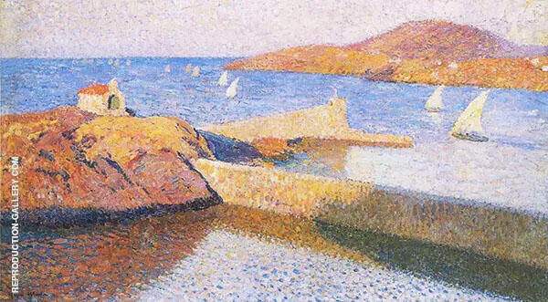 Collioure La Chapelle Sur La Digue Voiles Blanche By Henri Jean Guillaume Martin