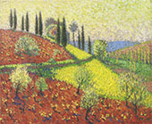 Cyprus Trees on The Hill By Henri Jean Guillaume Martin