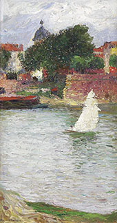 On The Garonne near The Church of Saint Pierre at Toulouse By Henri Jean Guillaume Martin