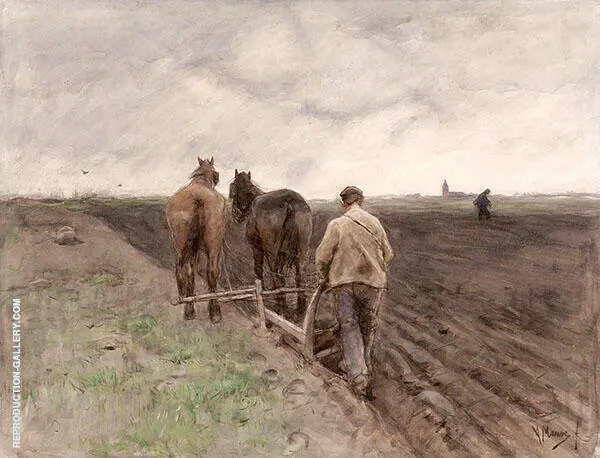 Plowing Farmer c1848 By Anton Mauve