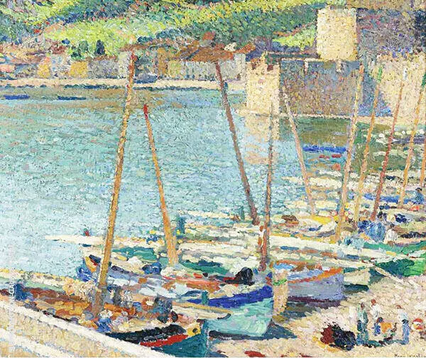 Fishing Boats on The Shore at Collioure 1920 By Henri Jean Guillaume Martin