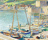 Fishing Boats on The Shore at Collioure 1920 By Henri Jean Guillaume Martin