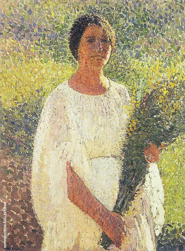 Girl with Flowers By Henri Jean Guillaume Martin