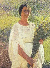 Girl with Flowers By Henri Jean Guillaume Martin