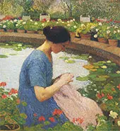 Sewing in The Garden at Marquayrol By Henri Jean Guillaume Martin