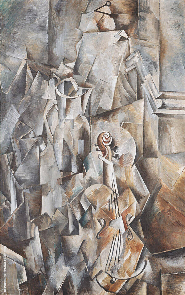 Pitcher and Violin c1909 by Georges Braque | Oil Painting Reproduction