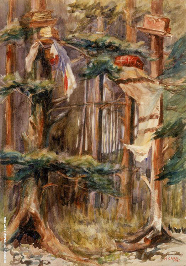 Alert Bay Mortuary Boxes 1908 by Emily Carr | Oil Painting Reproduction