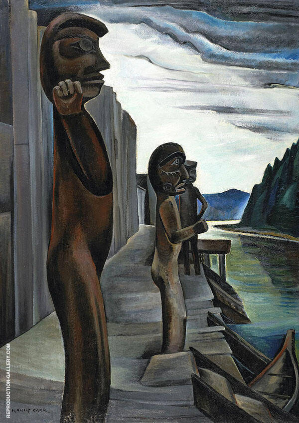 Blunden Harbour Totems by Emily Carr | Oil Painting Reproduction