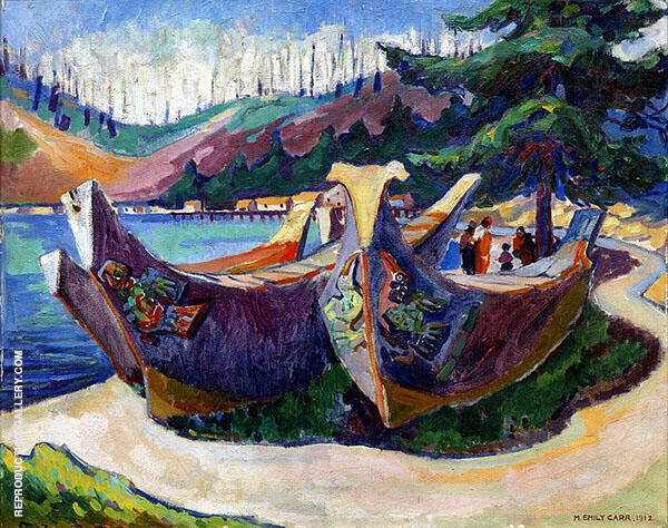 First Nations War Canoes in Alert Bay 1912 | Oil Painting Reproduction