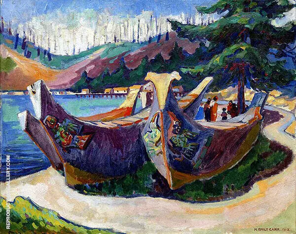 First Nations War Canoes in Alert Bay 1912 By Emily Carr