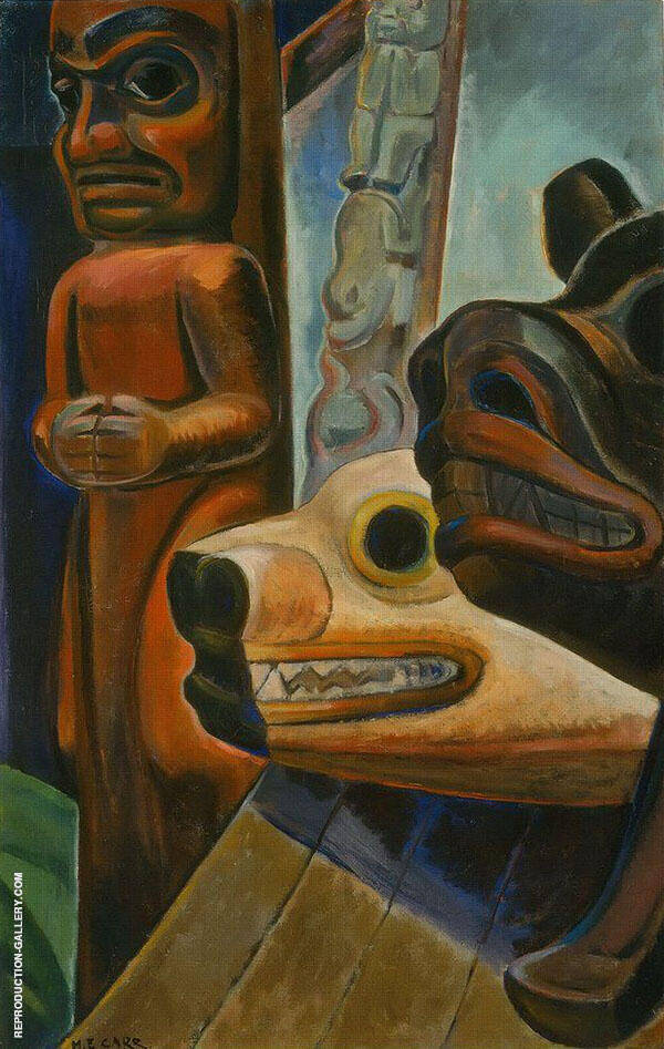 Three Totems 1928 by Emily Carr | Oil Painting Reproduction