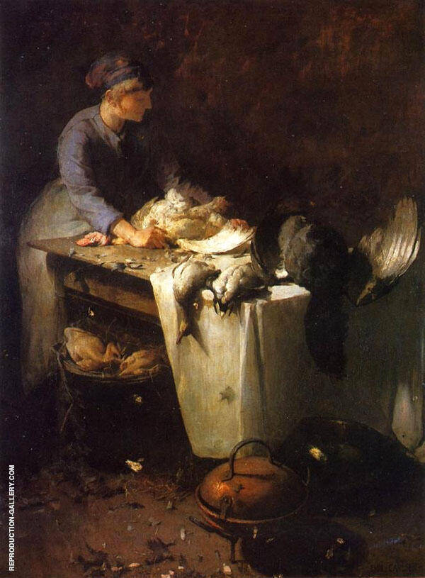 A Young Girl Preparing Poultry 1885 | Oil Painting Reproduction