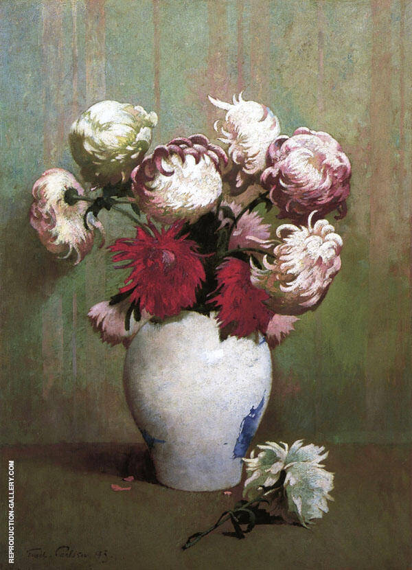 Chrysanthemums in a Canton Vase | Oil Painting Reproduction