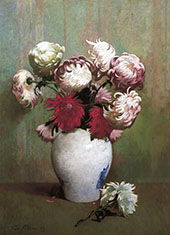 Chrysanthemums in a Canton Vase By Emil Carlsen