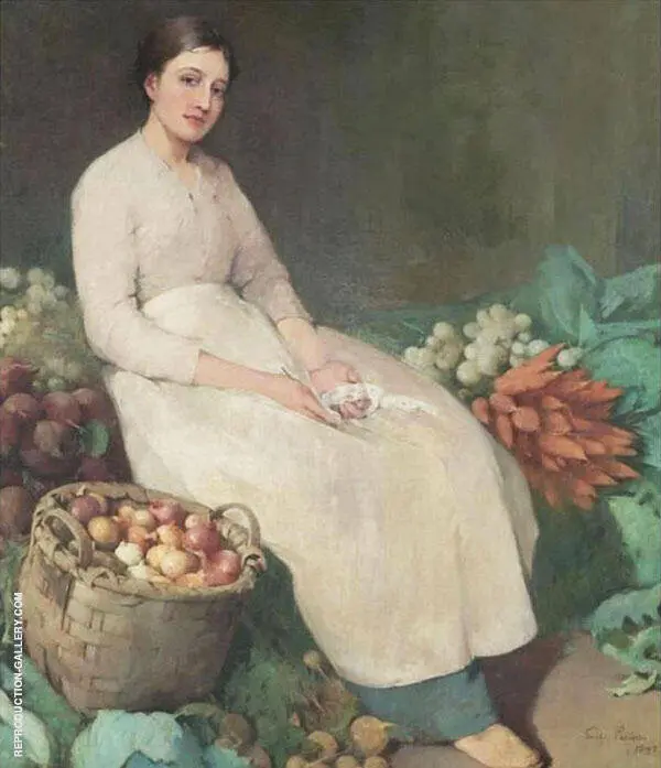 Girl in Vegetable Shop 1897 By Emil Carlsen