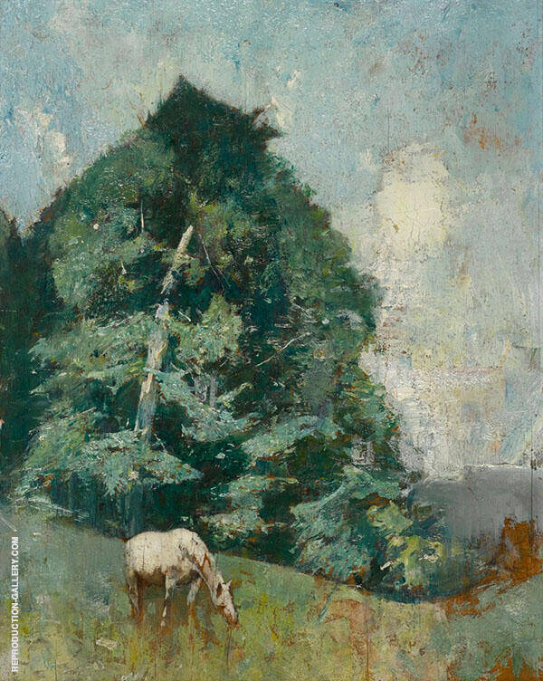Horse Grazing c1930 by Emil Carlsen | Oil Painting Reproduction