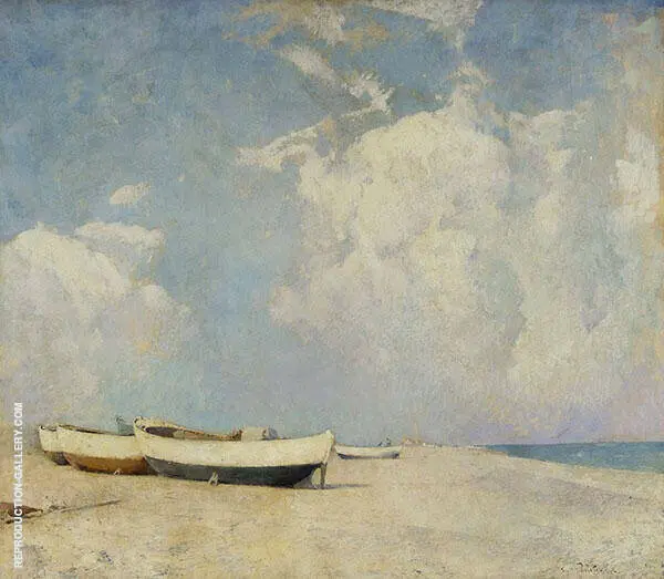 Summer Clouds Boats on The Sand 1913 By Emil Carlsen