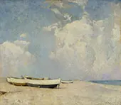 Summer Clouds Boats on The Sand 1913 By Emil Carlsen