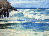 Surf Breaking on Rocks c1912 By Emil Carlsen