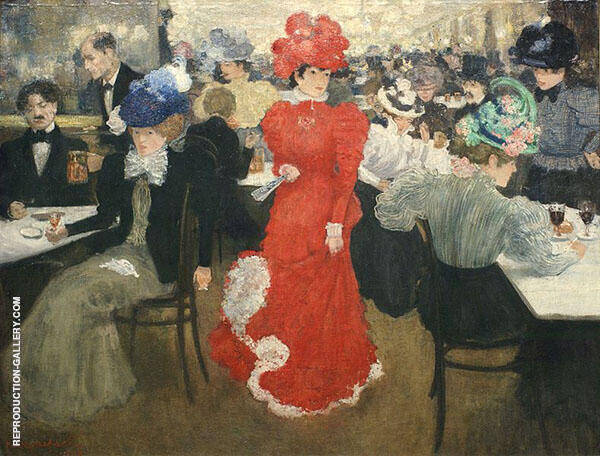 In The Cafe d'Harcourt in Paris 1897 | Oil Painting Reproduction