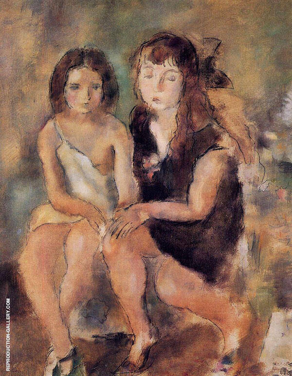 Clara and Genevieve 1925 by Jules Pascin | Oil Painting Reproduction