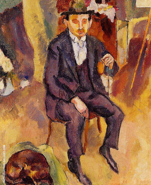 German Painter with Dog in The Studio 1922 | Oil Painting Reproduction