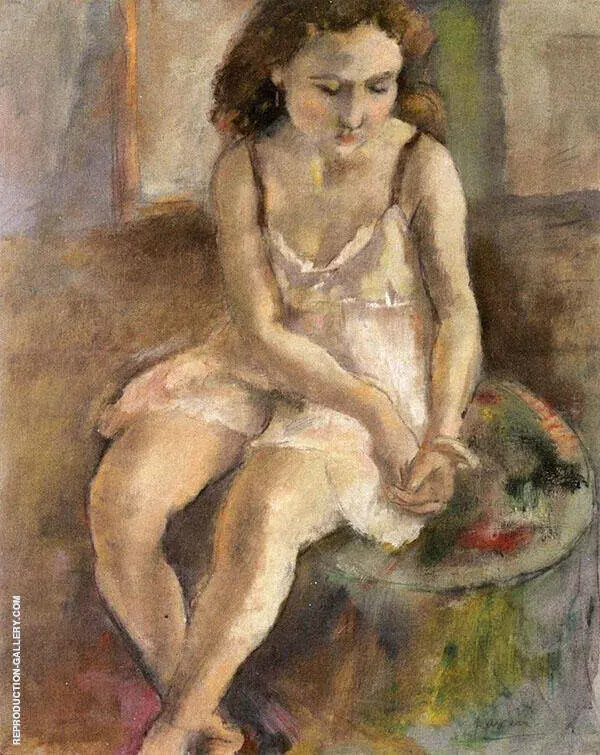 Pensive Girl By Jules Pascin
