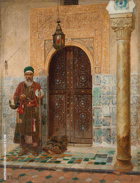 A Holy Man by an Entrance by Rudolf Ernst | Oil Painting Reproduction