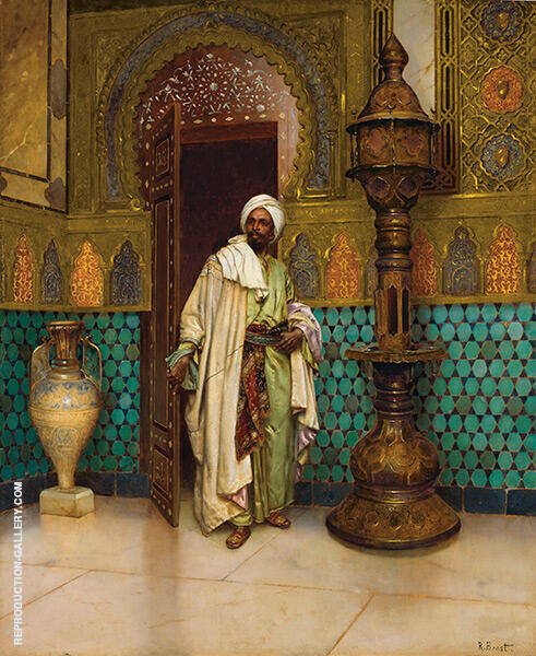 An Arab in a Palace Interior by Rudolf Ernst | Oil Painting Reproduction