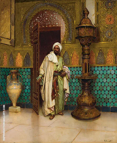 An Arab in a Palace Interior By Rudolf Ernst