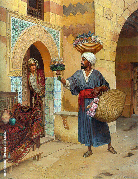 The Flower Merchant by Rudolf Ernst | Oil Painting Reproduction