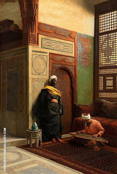 The Qanun Player by Ludwig Deutsch | Oil Painting Reproduction