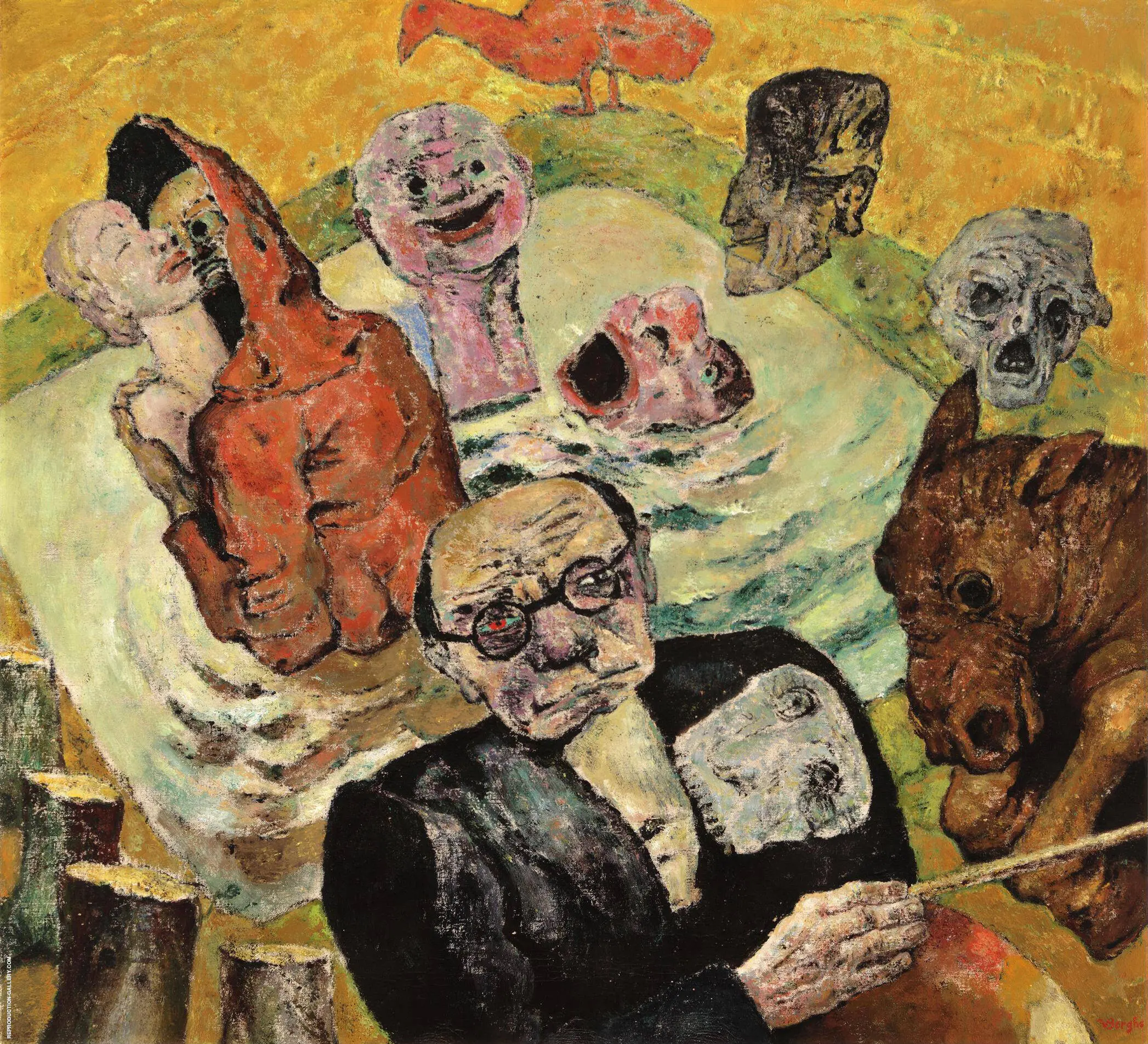 Self Portrait with Skull 1938 By Frits Van Den Berghe