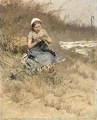 Girl Knitting 1885 By Bernardus Johannes Blommers