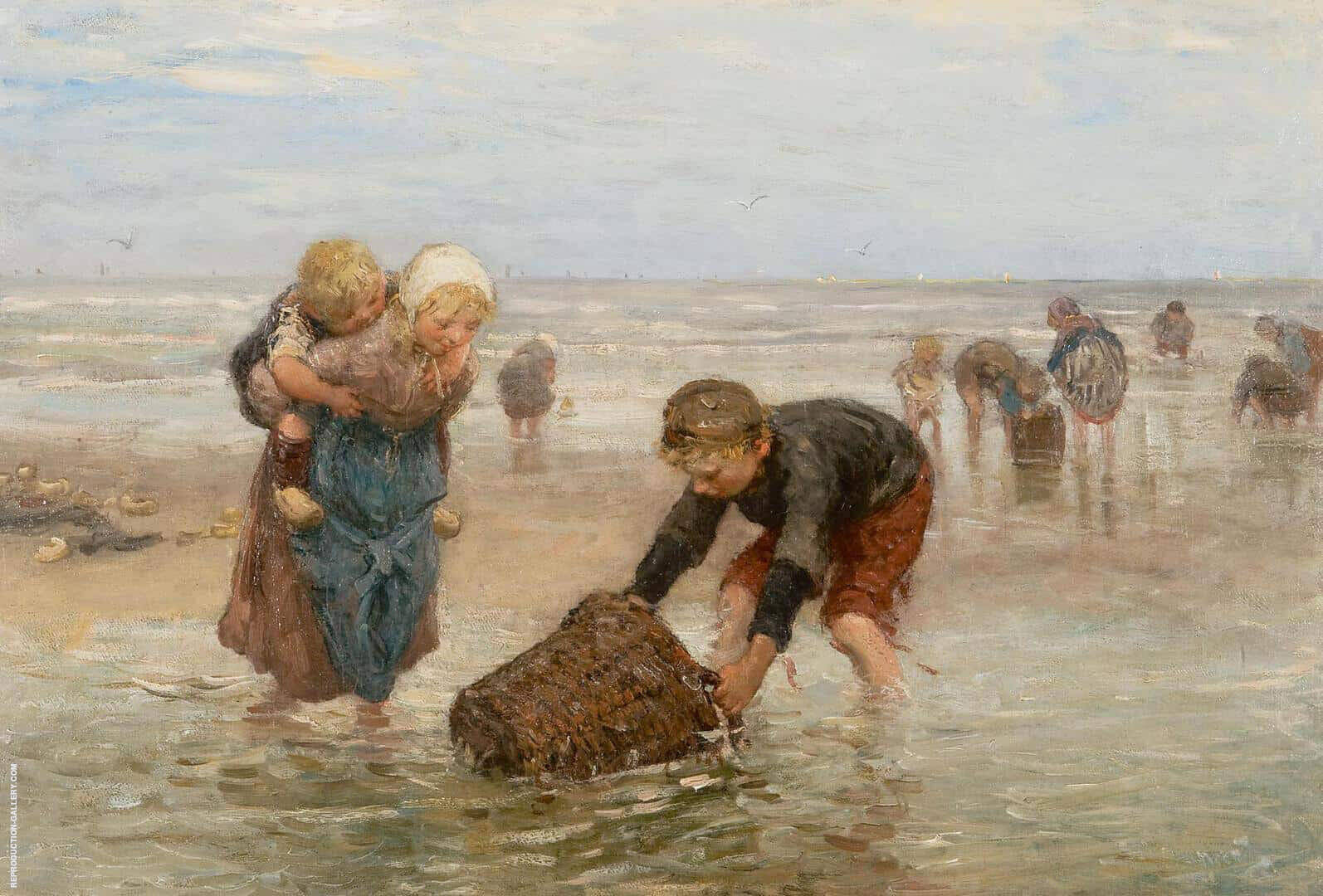 Shrimp Catch from Fishermen's Children | Oil Painting Reproduction