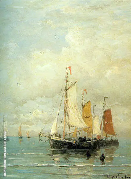 A Moored Fishing Fleet By Hendrik Willem Mesdag