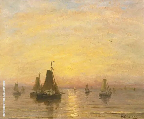 Boats on The North Sea By Hendrik Willem Mesdag