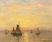 Boats on The North Sea By Hendrik Willem Mesdag