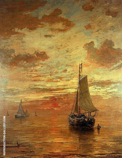 Evening Beach by Hendrik Willem Mesdag | Oil Painting Reproduction