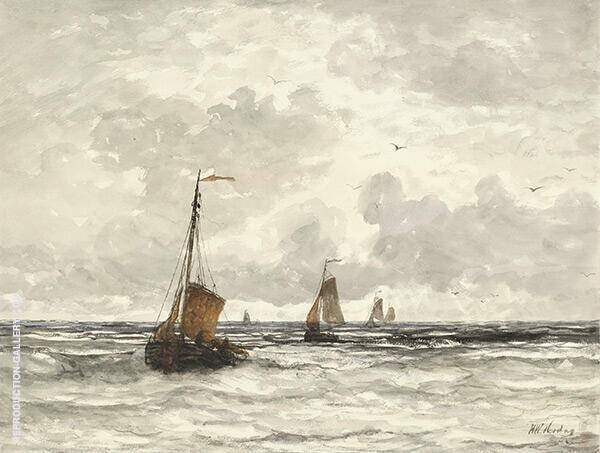 Fishing Boats in The Surf | Oil Painting Reproduction