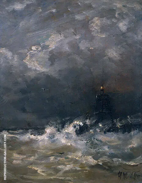 Lighthouse in The Surf By Hendrik Willem Mesdag