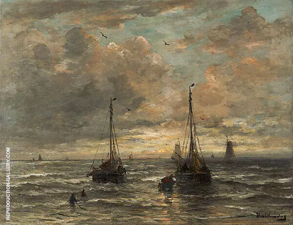 Return of The Fishing Fleet Scheveningen By Hendrik Willem Mesdag
