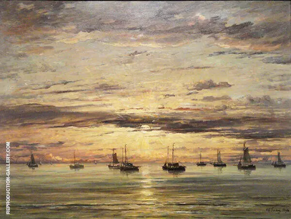 Sunset at Scheveningen 1894 By Hendrik Willem Mesdag